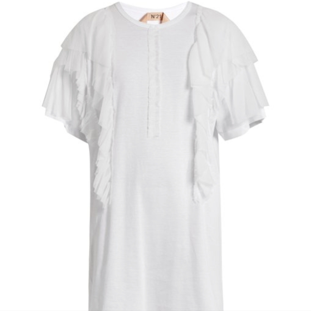 No. 21 White Ruffle T-shirt size 36/small